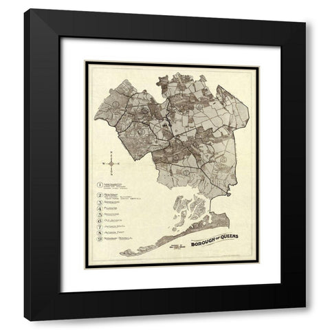 Queens New York -1918 Black Modern Wood Framed Art Print with Double Matting by Unknown