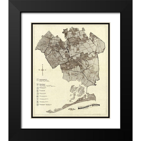 Queens New York -1918 Black Modern Wood Framed Art Print with Double Matting by Unknown