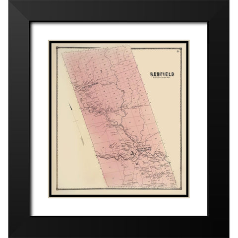 Redfield New York Landowner - Stone 1866 Black Modern Wood Framed Art Print with Double Matting by Stone