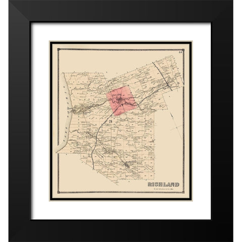 Richland New York Landowner - Stone 1866 Black Modern Wood Framed Art Print with Double Matting by Stone