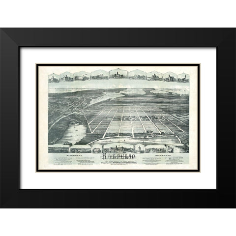 Riverhead New York -1890 Black Modern Wood Framed Art Print with Double Matting by Unknown