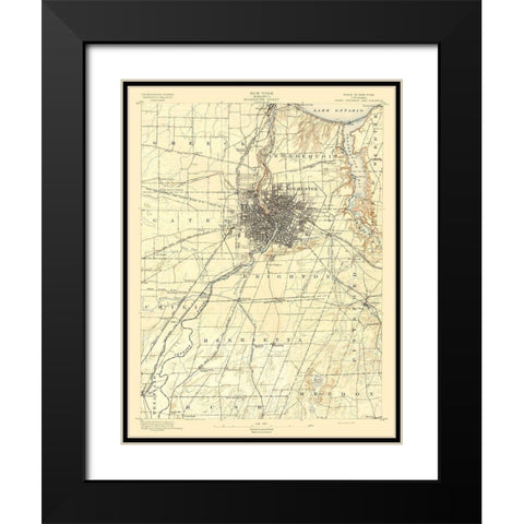 Rochester New York Sheet - USGS 1895 Black Modern Wood Framed Art Print with Double Matting by USGS