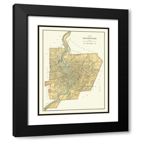 Rochester New York - Bien 1895 Black Modern Wood Framed Art Print with Double Matting by Bien