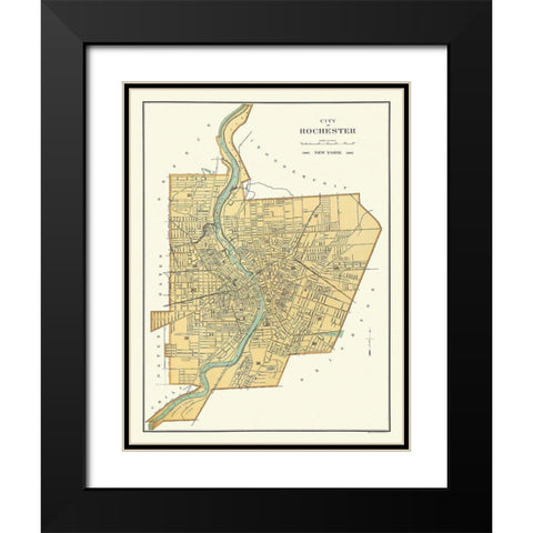 Rochester New York - Bien 1895 Black Modern Wood Framed Art Print with Double Matting by Bien