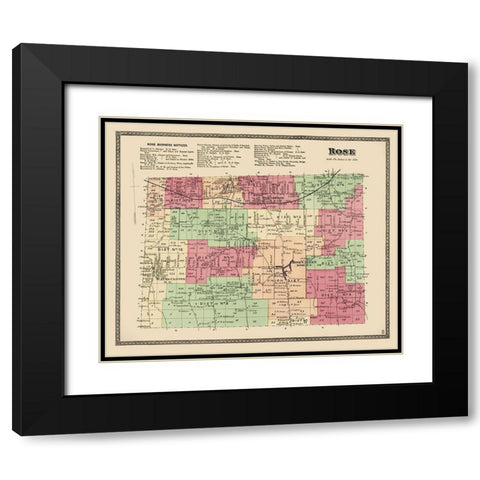 Rose New York Landowner - Beers 1874 Black Modern Wood Framed Art Print with Double Matting by Beers