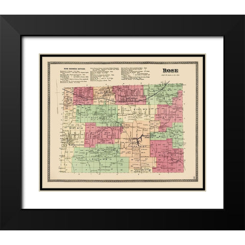 Rose New York Landowner - Beers 1874 Black Modern Wood Framed Art Print with Double Matting by Beers