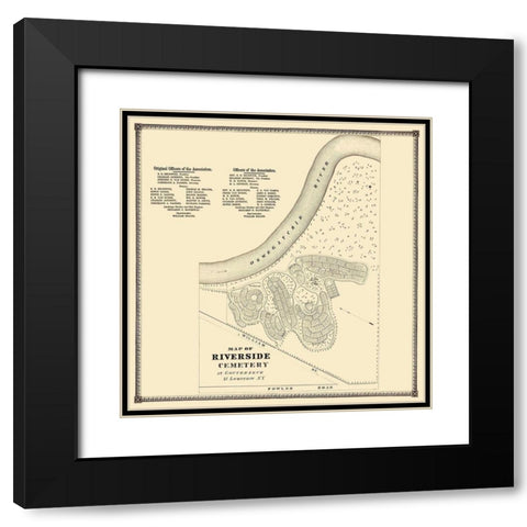 Gouverneur New York Riverside Cemetery - Stone Black Modern Wood Framed Art Print with Double Matting by Stone