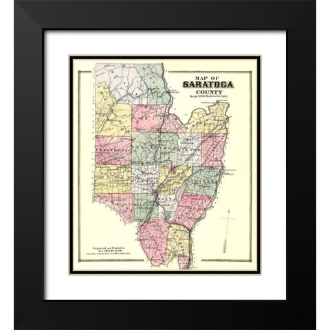 Saratoga New York - Burr 1866 Black Modern Wood Framed Art Print with Double Matting by Burr