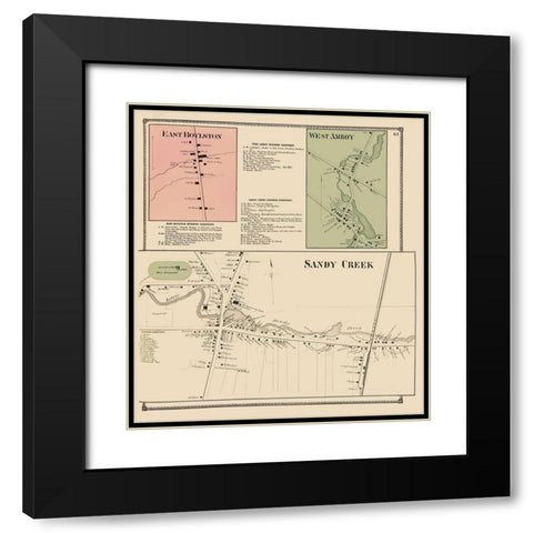 Sandy Creek Business District New York Landowner Black Modern Wood Framed Art Print with Double Matting by Stone