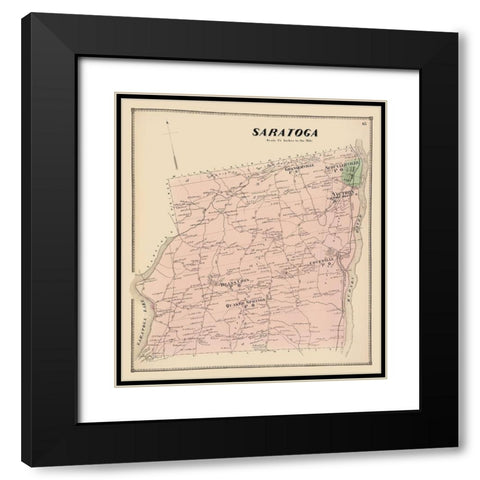 Saratoga New York Landowner - Stone 1866 Black Modern Wood Framed Art Print with Double Matting by Stone