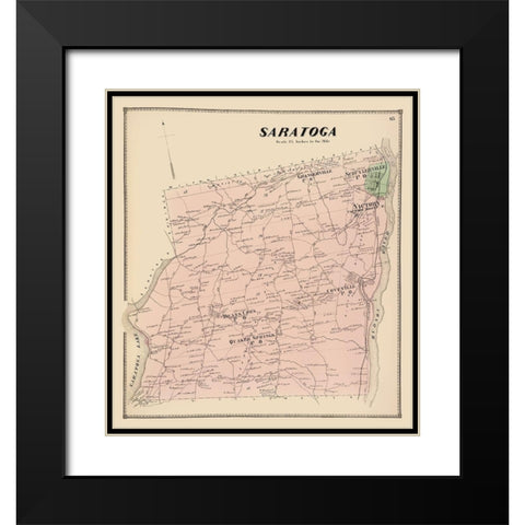 Saratoga New York Landowner - Stone 1866 Black Modern Wood Framed Art Print with Double Matting by Stone