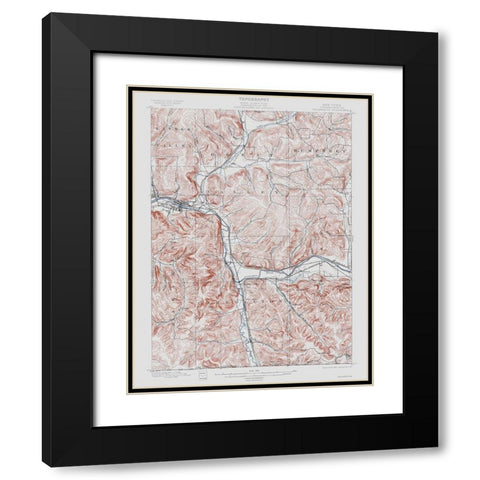 Salamanca New York Quad - USGS 1900 Black Modern Wood Framed Art Print with Double Matting by USGS
