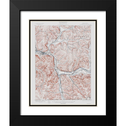 Salamanca New York Quad - USGS 1900 Black Modern Wood Framed Art Print with Double Matting by USGS