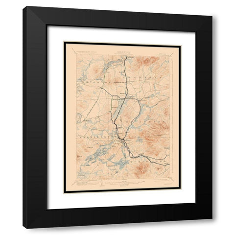 Saranac New York Quad - USGS 1904 Black Modern Wood Framed Art Print with Double Matting by USGS