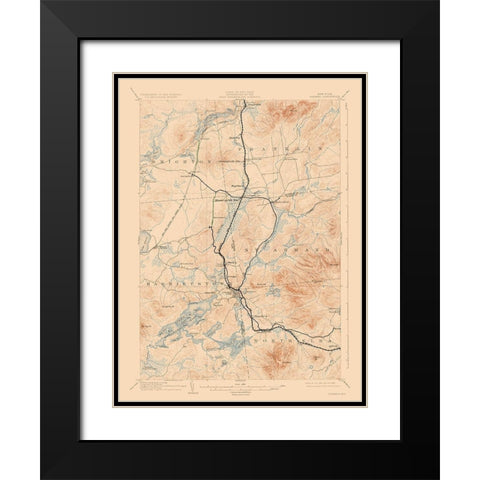 Saranac New York Quad - USGS 1904 Black Modern Wood Framed Art Print with Double Matting by USGS