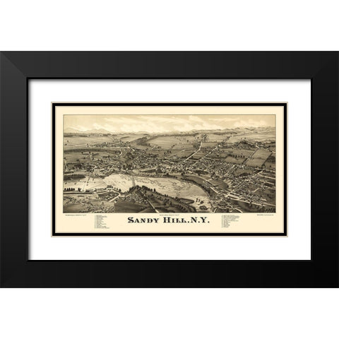 Sandy Hill New York - Burleigh 1884  Black Modern Wood Framed Art Print with Double Matting by Burleigh