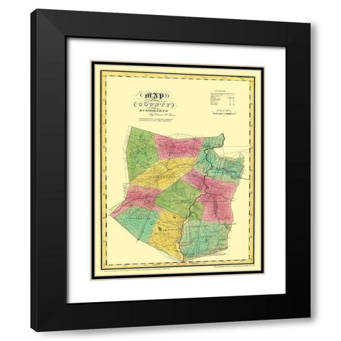 Schoharie New York Landowner - Burr 1829 Black Modern Wood Framed Art Print with Double Matting by Burr