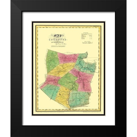Schoharie New York Landowner - Burr 1829 Black Modern Wood Framed Art Print with Double Matting by Burr