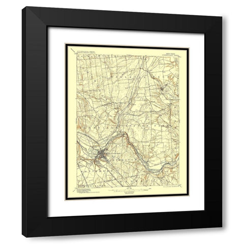 Schenectady New York Quad - USGS 1898 Black Modern Wood Framed Art Print with Double Matting by USGS