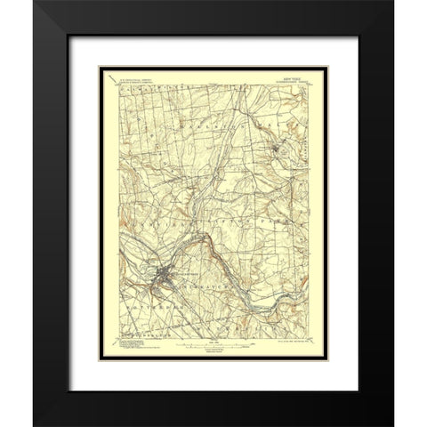 Schenectady New York Quad - USGS 1898 Black Modern Wood Framed Art Print with Double Matting by USGS