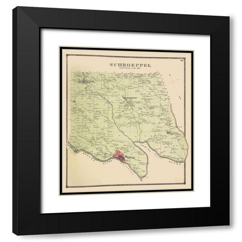 Schroeppel New York Landowner - Stone 1866 Black Modern Wood Framed Art Print with Double Matting by Stone