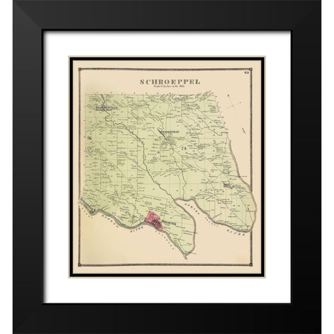 Schroeppel New York Landowner - Stone 1866 Black Modern Wood Framed Art Print with Double Matting by Stone