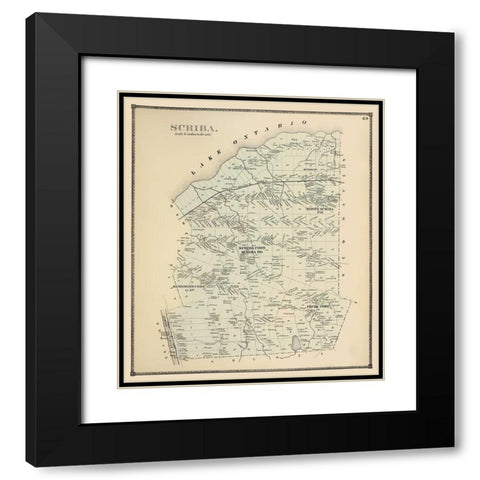 Scriba New York Landowner - Stone 1866 Black Modern Wood Framed Art Print with Double Matting by Stone