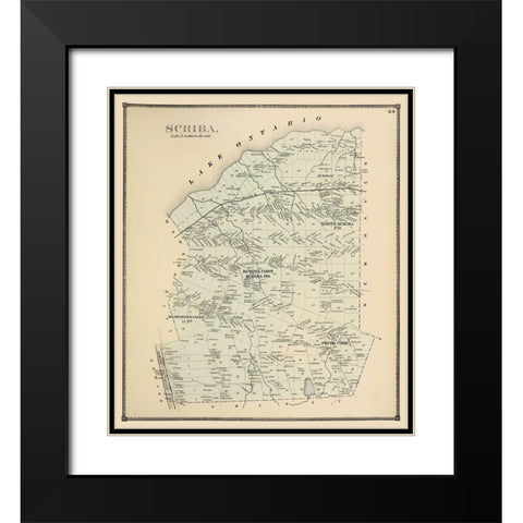 Scriba New York Landowner - Stone 1866 Black Modern Wood Framed Art Print with Double Matting by Stone