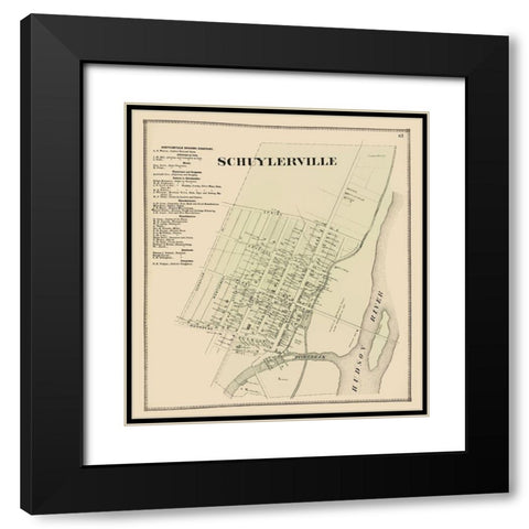 Schuylerville New York Landowner - Stone 1866 Black Modern Wood Framed Art Print with Double Matting by Stone