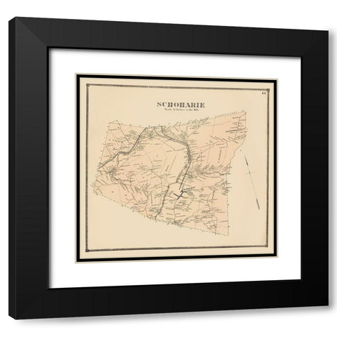 Schoharie New York Landowner - Stone 1866 Black Modern Wood Framed Art Print with Double Matting by Stone