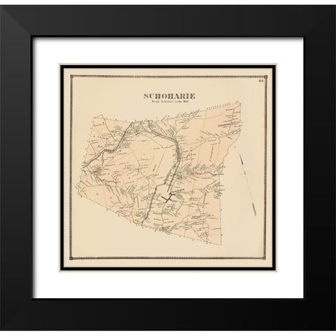 Schoharie New York Landowner - Stone 1866 Black Modern Wood Framed Art Print with Double Matting by Stone