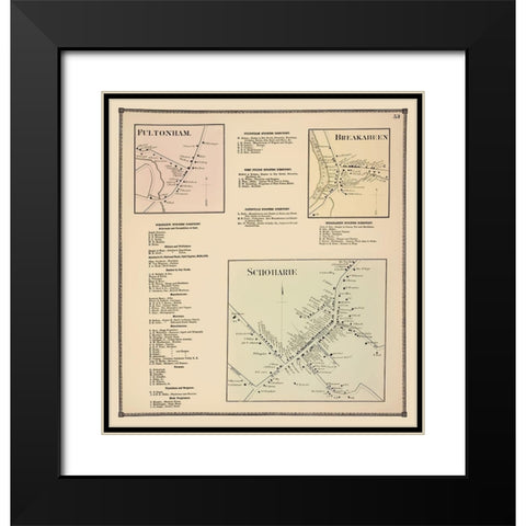 Schoharie Breakabeen Fultonham New York Landowner Black Modern Wood Framed Art Print with Double Matting by Beers