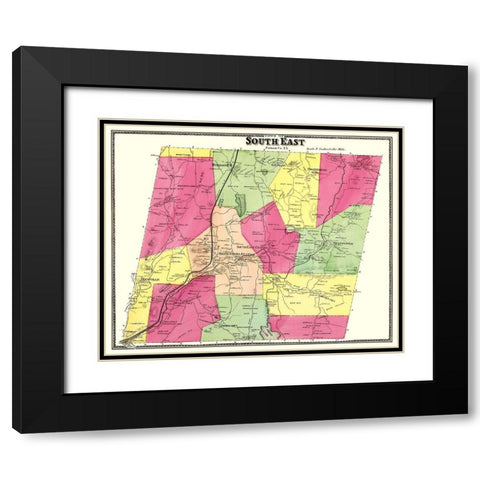 Putnam County   South East New York - Beers 1895 Black Modern Wood Framed Art Print with Double Matting by Beers