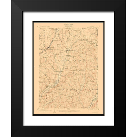 Sangerfield New York Quad - USGS 1907 Black Modern Wood Framed Art Print with Double Matting by USGS