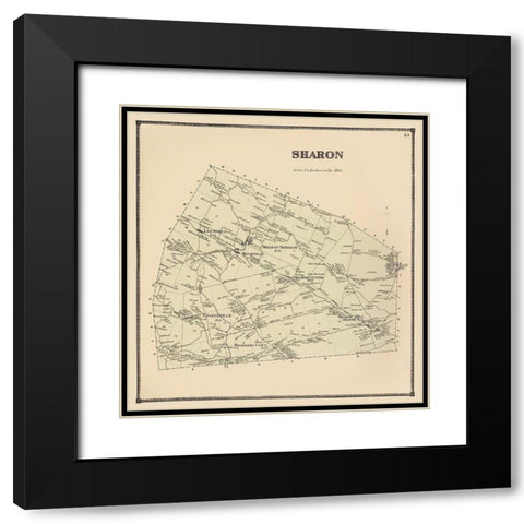 Sharon New York Landowner - Stone 1866 Black Modern Wood Framed Art Print with Double Matting by Stone