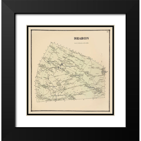 Sharon New York Landowner - Stone 1866 Black Modern Wood Framed Art Print with Double Matting by Stone