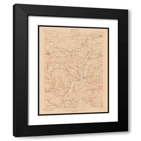 Shoharie New York Quad - USGS 1900 Black Modern Wood Framed Art Print with Double Matting by USGS