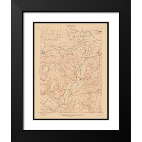 Shoharie New York Quad - USGS 1900 Black Modern Wood Framed Art Print with Double Matting by USGS