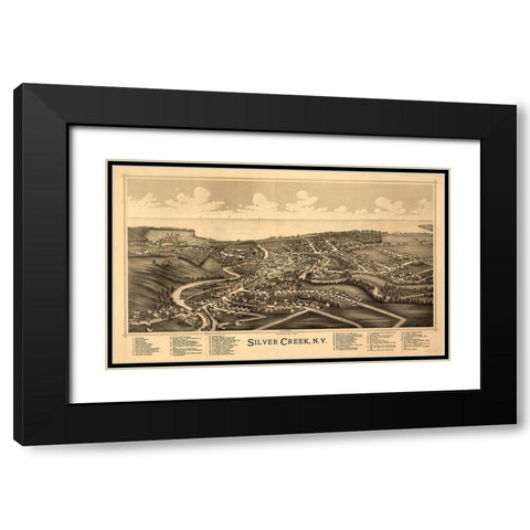 Silver Creek New York -Burleigh 1892  Black Modern Wood Framed Art Print with Double Matting by Burleigh