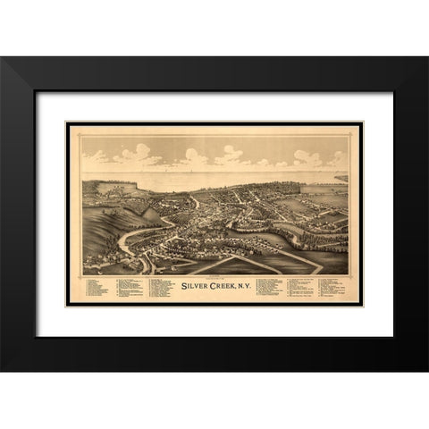 Silver Creek New York -Burleigh 1892  Black Modern Wood Framed Art Print with Double Matting by Burleigh