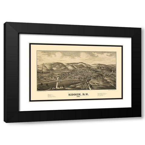 Sidney New York - Burleigh 1887  Black Modern Wood Framed Art Print with Double Matting by Burleigh
