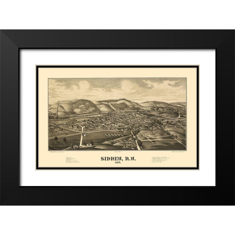 Sidney New York - Burleigh 1887  Black Modern Wood Framed Art Print with Double Matting by Burleigh
