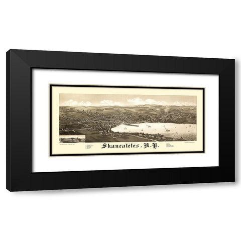 Skaneateles New York - Burleigh 1884  Black Modern Wood Framed Art Print with Double Matting by Burleigh