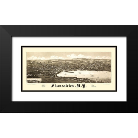 Skaneateles New York - Burleigh 1884  Black Modern Wood Framed Art Print with Double Matting by Burleigh