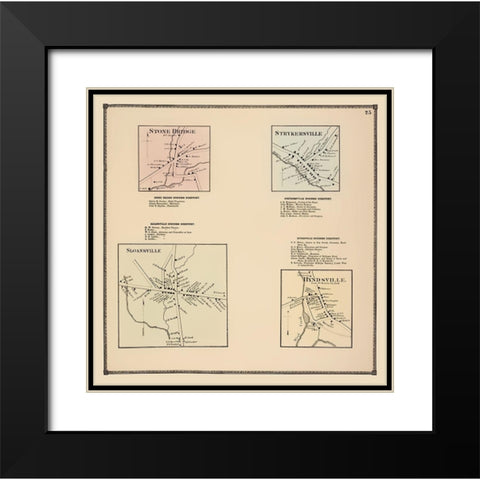 Sloansville New York Landowner - Beers 1866 Black Modern Wood Framed Art Print with Double Matting by Beers
