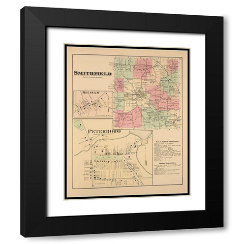 Smithfield New York Landowner - Whitman 1875 Black Modern Wood Framed Art Print with Double Matting by Whitman