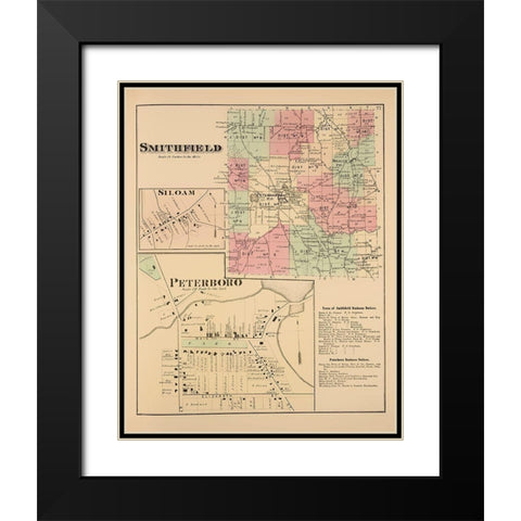 Smithfield New York Landowner - Whitman 1875 Black Modern Wood Framed Art Print with Double Matting by Whitman