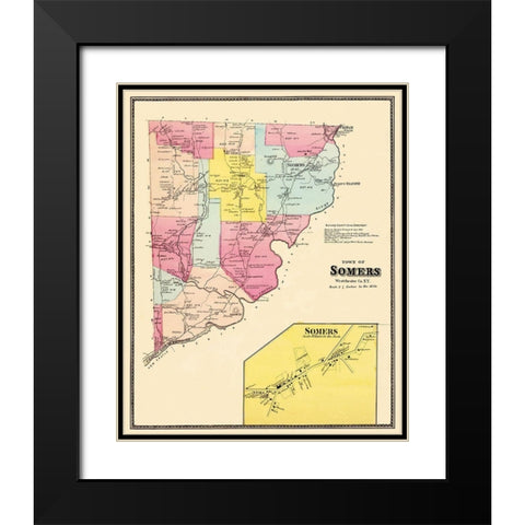 Somers New York Landowner - Beers 1868 Black Modern Wood Framed Art Print with Double Matting by Beers
