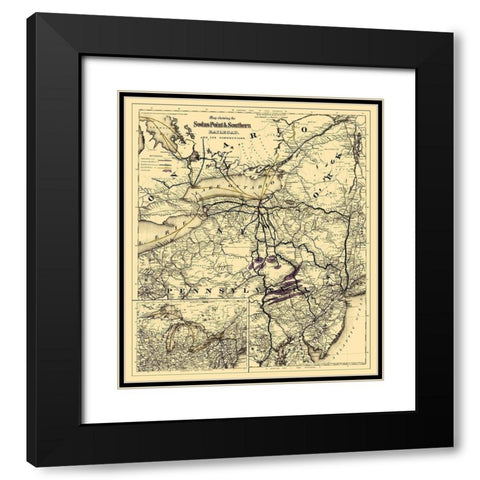 Sodus Point and Southern Railroad - Colton 1872 Black Modern Wood Framed Art Print with Double Matting by Colton
