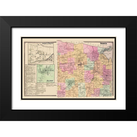 Sodus, Sodus Point, Alton New York Landowner Black Modern Wood Framed Art Print with Double Matting by Beers